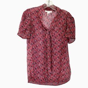 Bcbgeneration blouse sheer floral pink small FINAL CLEARANCE $10.
